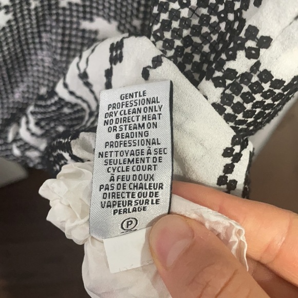 TIBI White With Black Sequins Pull Over Silk Dress - Picture 9 of 16